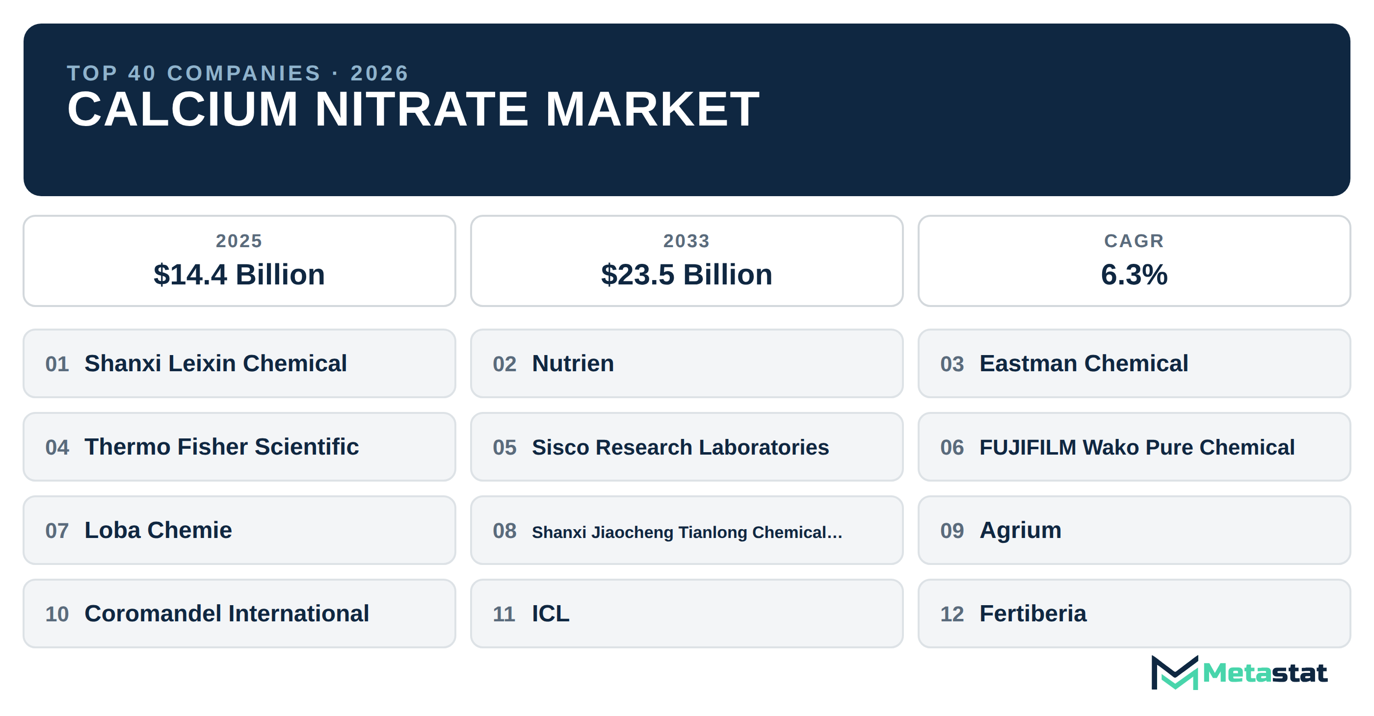 Top 40 Companies Global Calcium Nitrate Industry