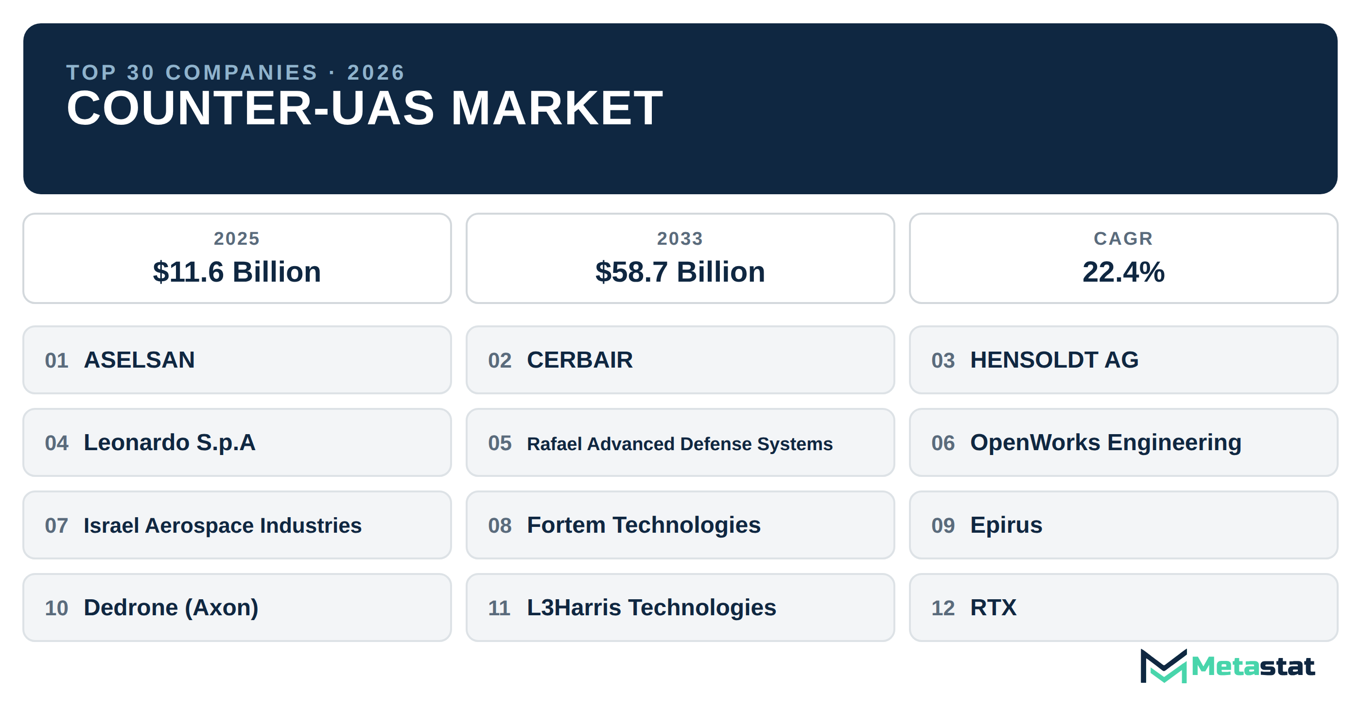 Top 30 Companies Global Counter-UAS Industry