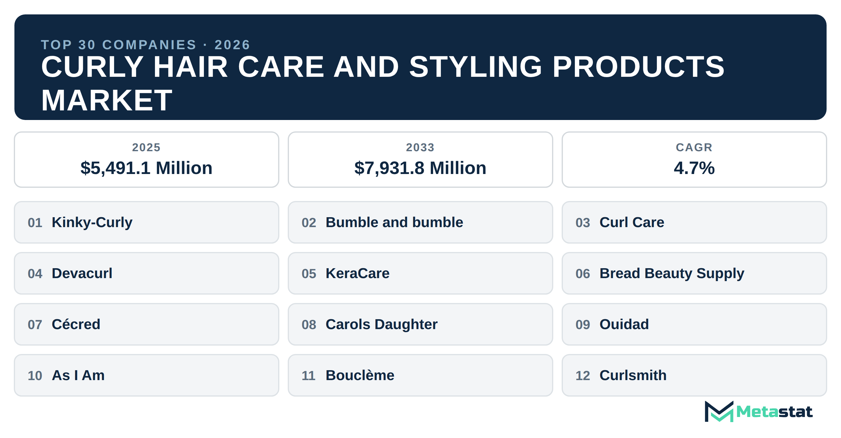 Top 30 Companies Global Curly Hair Care and Styling Products Industry