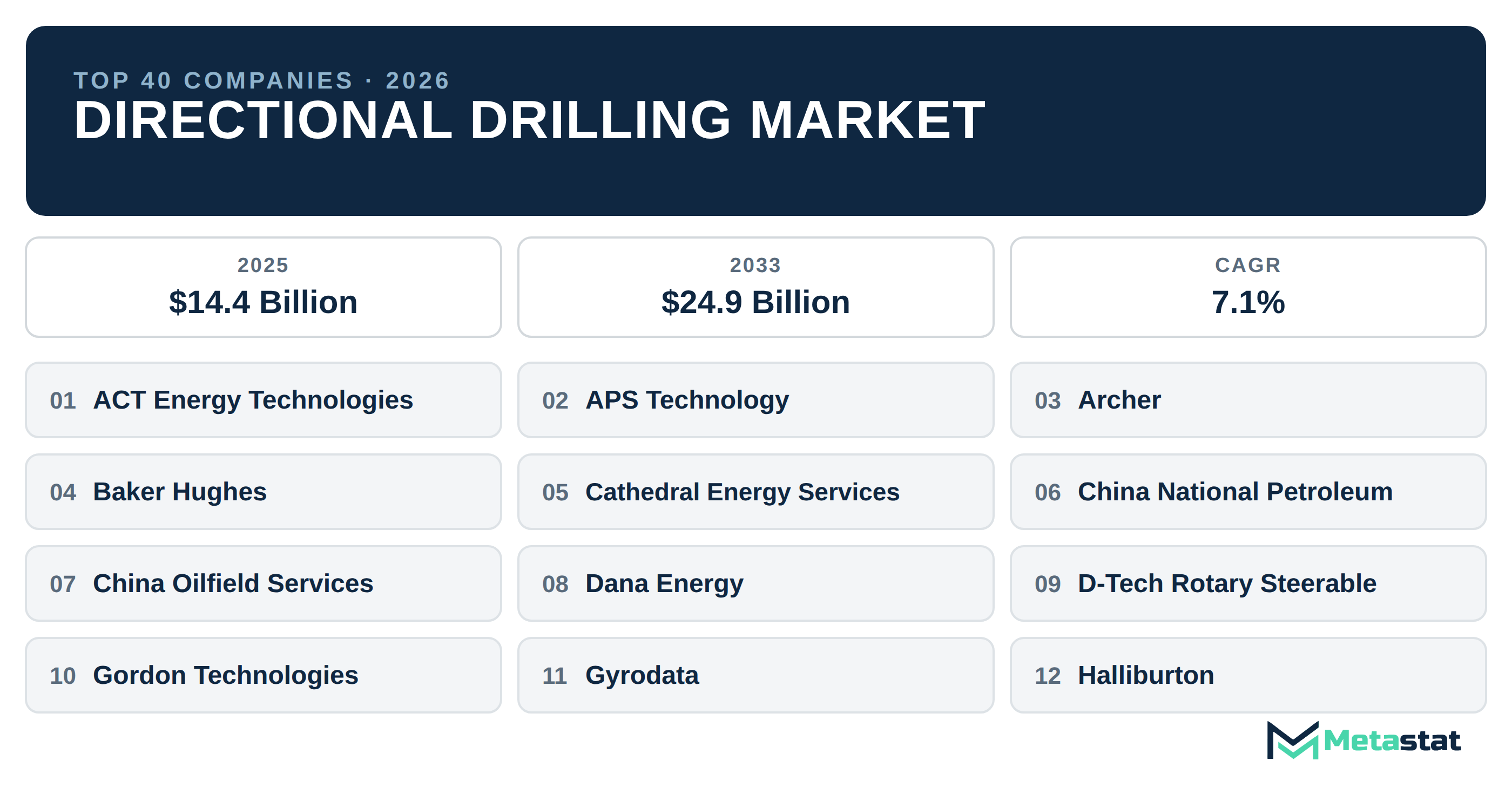 Top 40 Companies Global Directional Drilling Market in (2025-2033): Metastat Insights Analysis