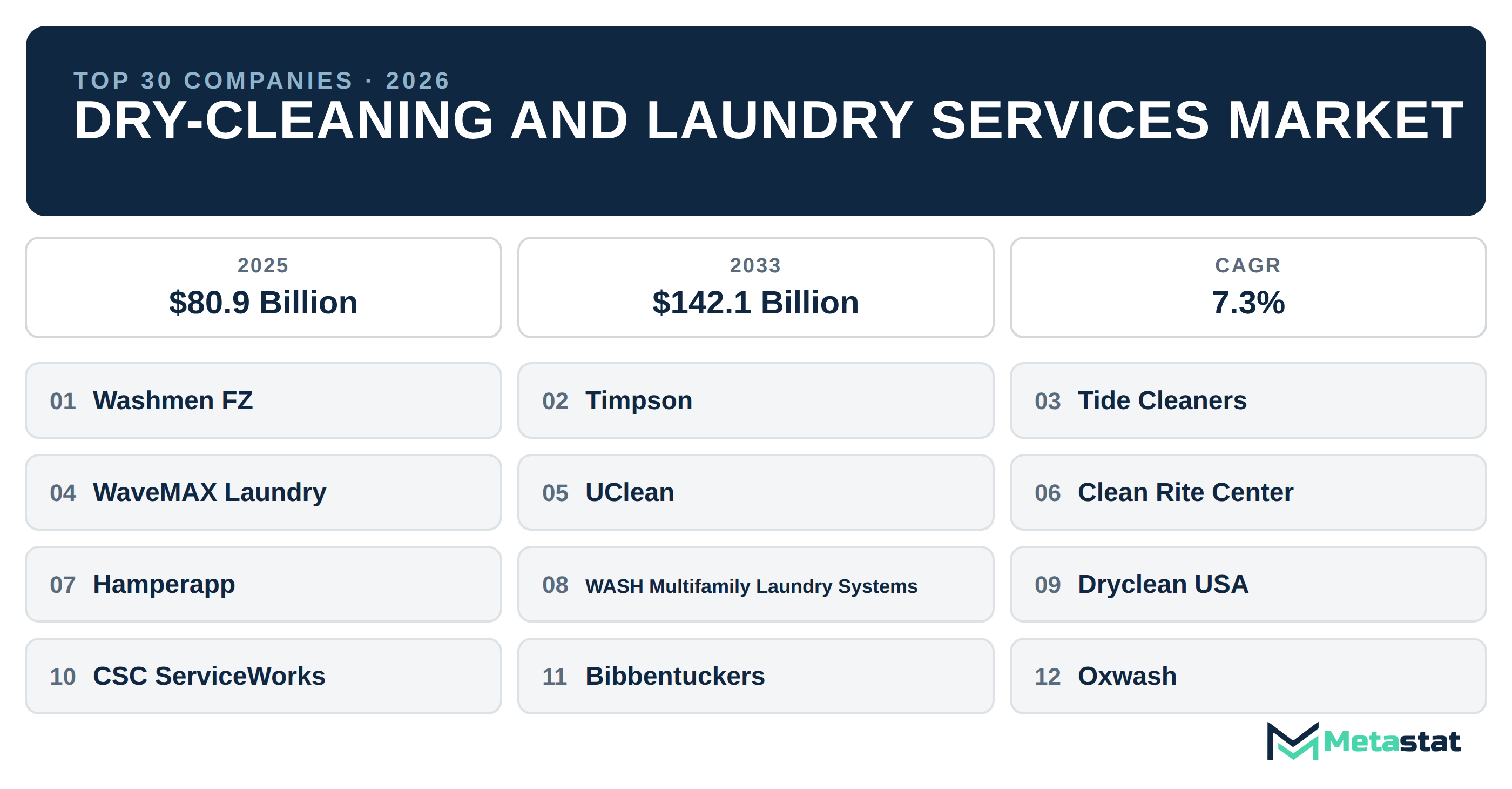 Top 30 Companies Global Dry-Cleaning and Laundry Services Industry