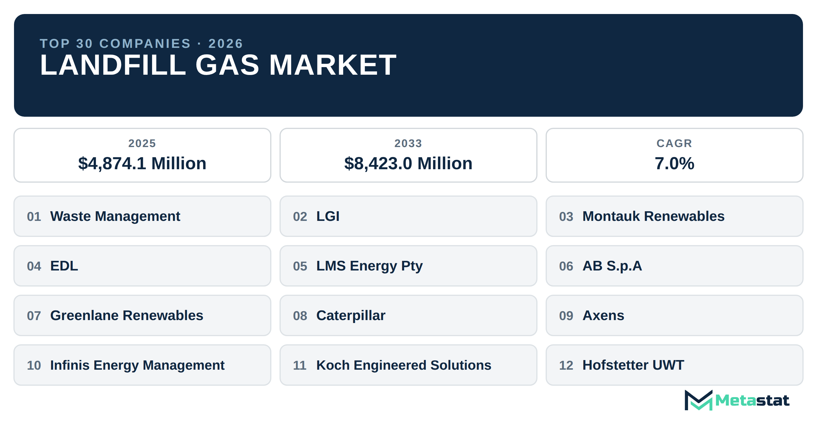 Top 30 Companies Global Landfill Gas Industry