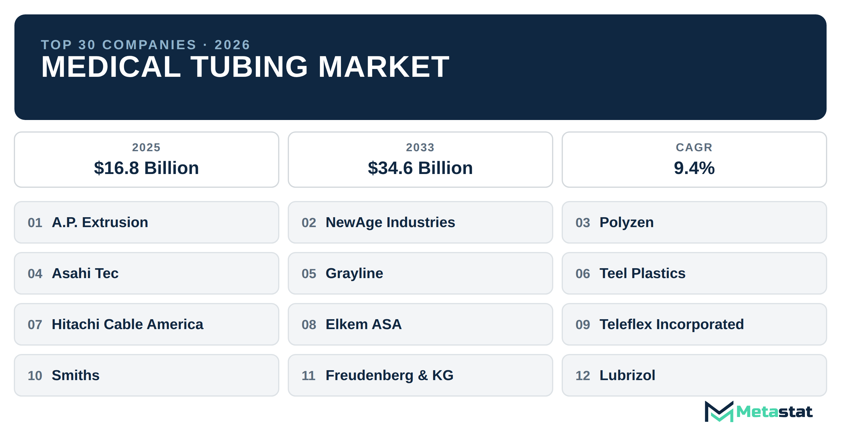 Top 30 Companies Global Medical Tubing Industry