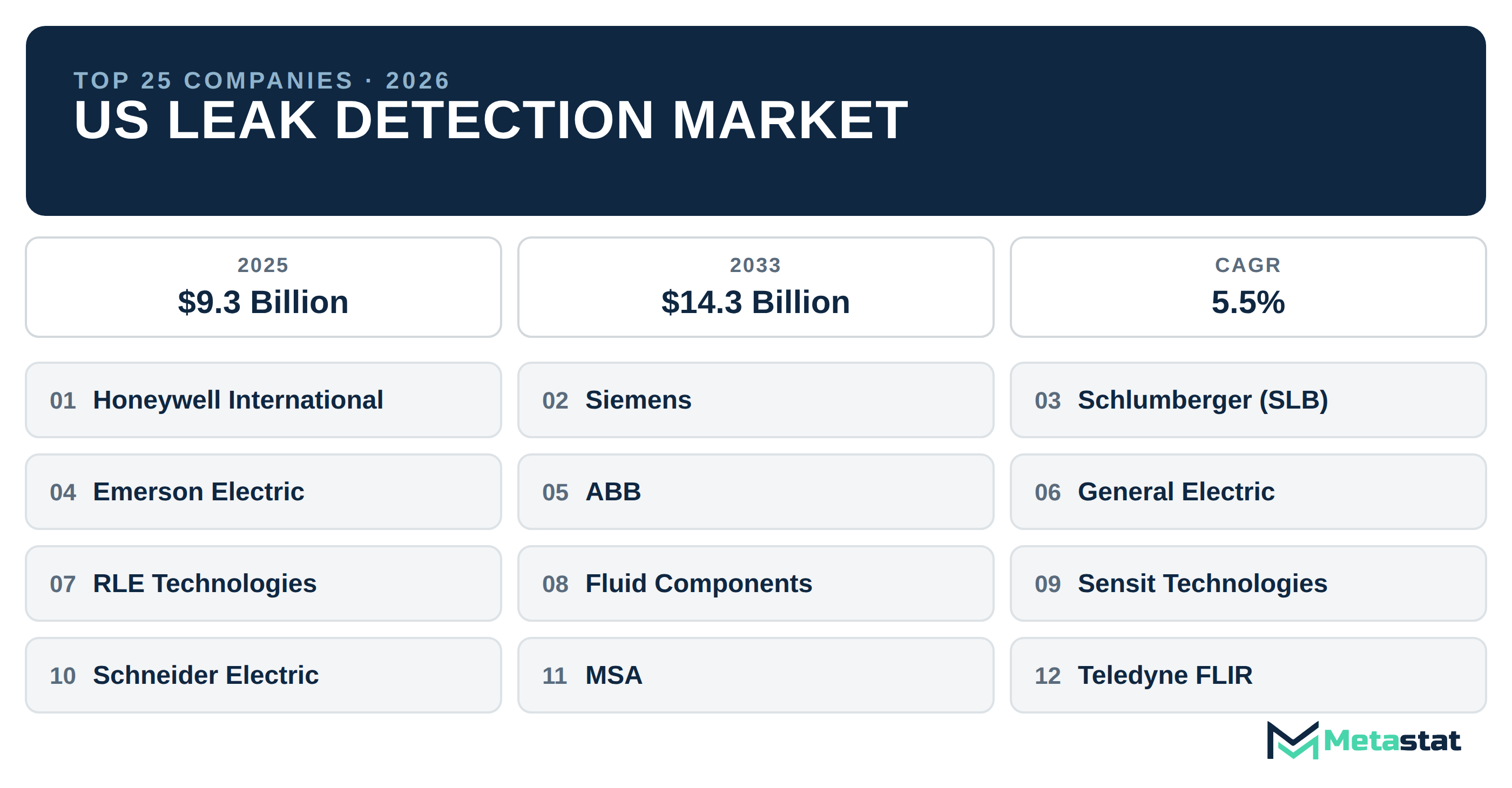 Top 25 Companies US Leak Detection Market in (2025-2033): Metastat Insights Analysis